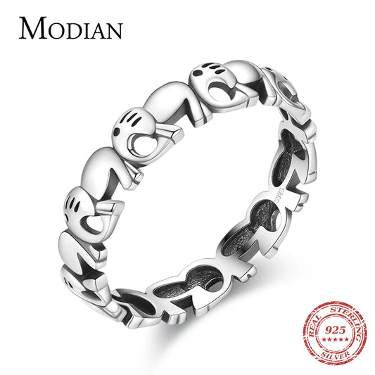 Modian Fashion 100% 925 Sterling Silver Animal Stackable Elephant Female Charm Cute Finger Ring For Women Fine Jewelry Anillo