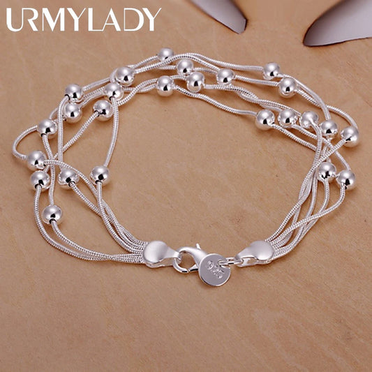 hot sell fashion fine product 925 Sterling Silver Jewelry chain beads Bracelets For cute lady women gifts H234