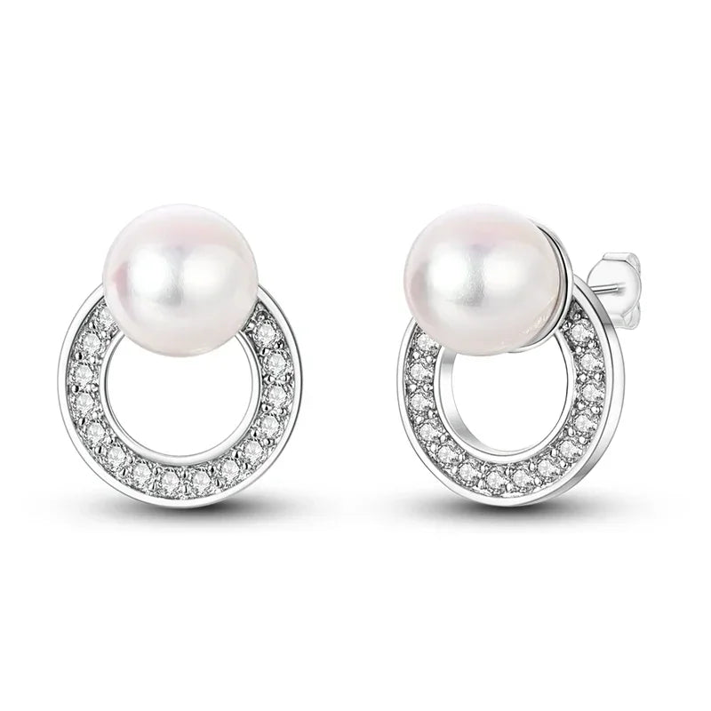 925 Sterling Silver Freshwater Cultured Pearl Collier Original Earrings Collection for Women Fine Jewelry Gifts