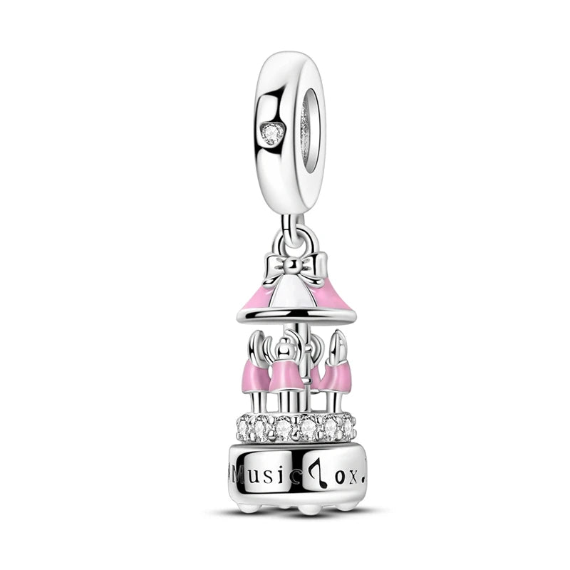 New 925 Silver Color Fox Rabbit Rose Castle Fairy Tale Charms Beads Fit Pandora 925 Original Bracelets DIY Jewelry Birthday Gift