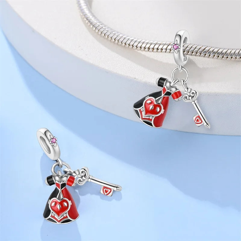 New 925 Silver Color Fox Rabbit Rose Castle Fairy Tale Charms Beads Fit Pandora 925 Original Bracelets DIY Jewelry Birthday Gift