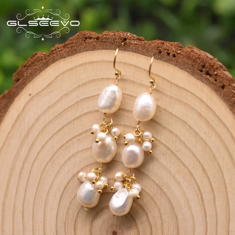 Natural Baroque Pearls 18K Gold Plated Jewelry Hoops Women Earrings New In Vintage Earrings Drop Stud Earrings For Ladie GE1486