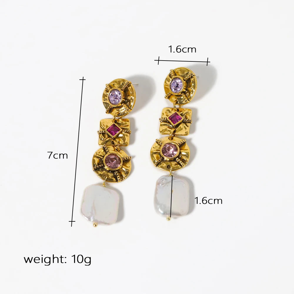 Natural Baroque Pearls 18K Gold Plated Jewelry Hoops Women Earrings New In Vintage Earrings Drop Stud Earrings For Ladie GE1486